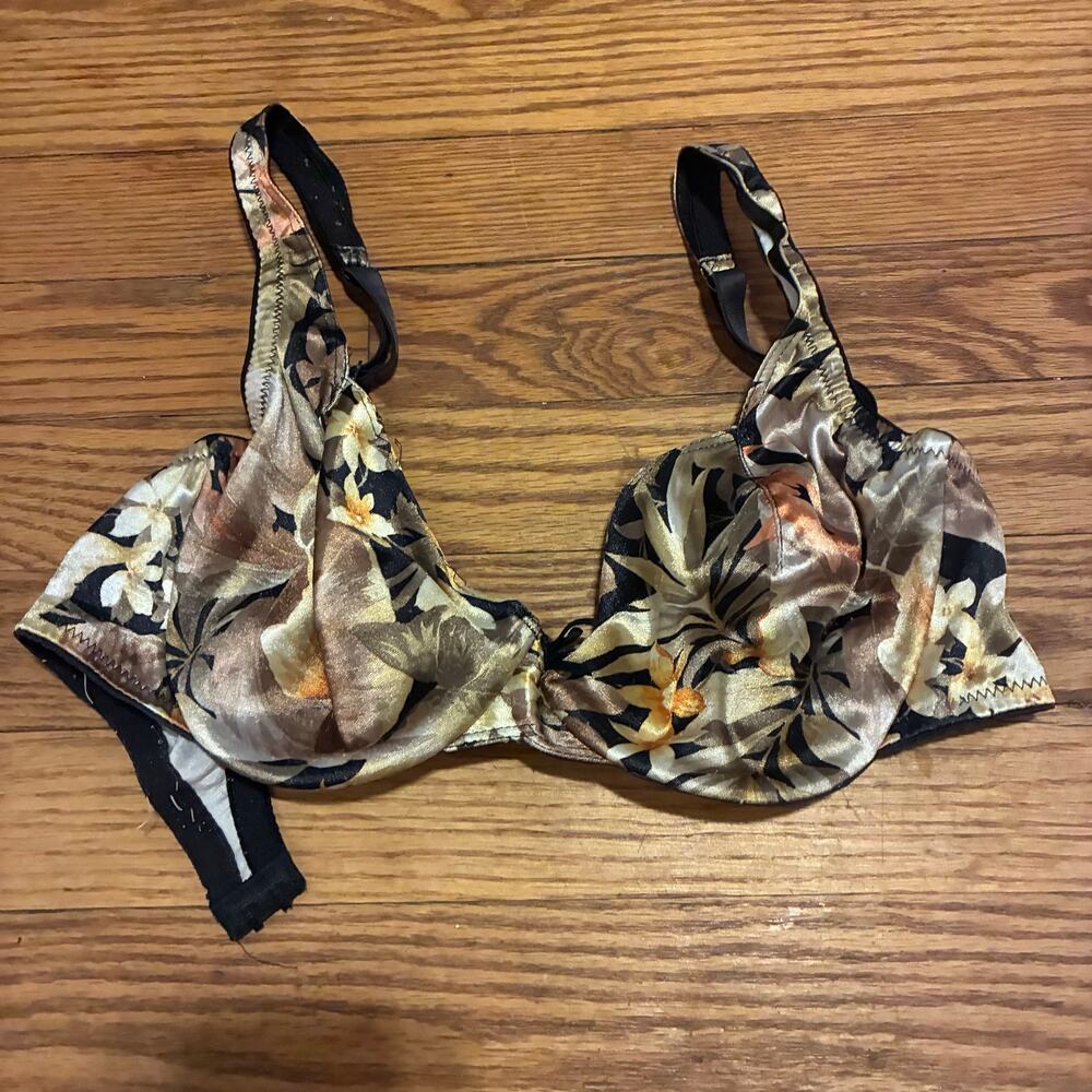 Vtg Maidenform Satin Seduction Floral Underwire Bra 36B 7819
